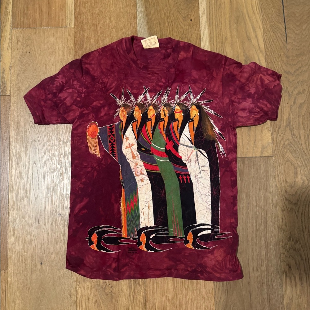 The Mountain Burgundy Native Art T-Shirt